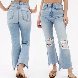 Urban Outfitters | BDG Wilco Destroyed Crop Flare Jeans Size 24 Premium Denim